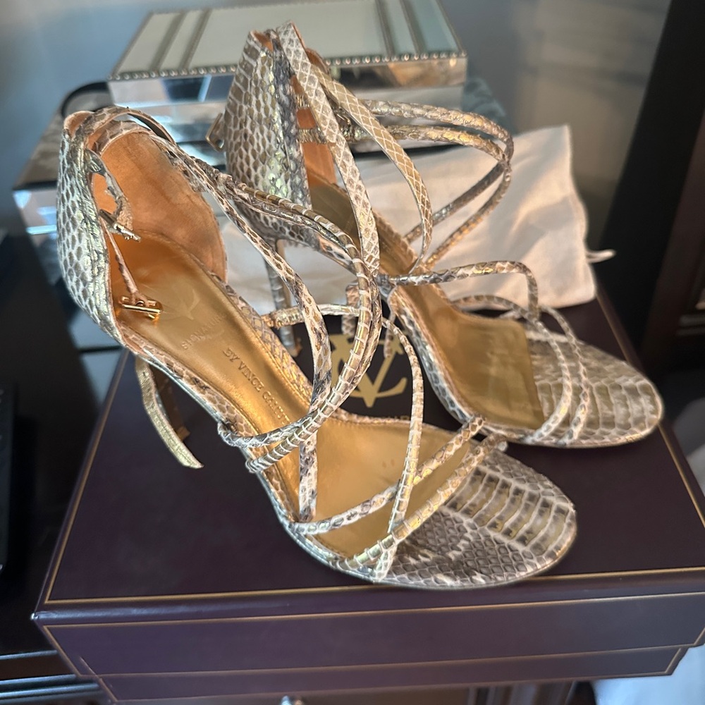 Stylish Snakeskin Strappy Heels